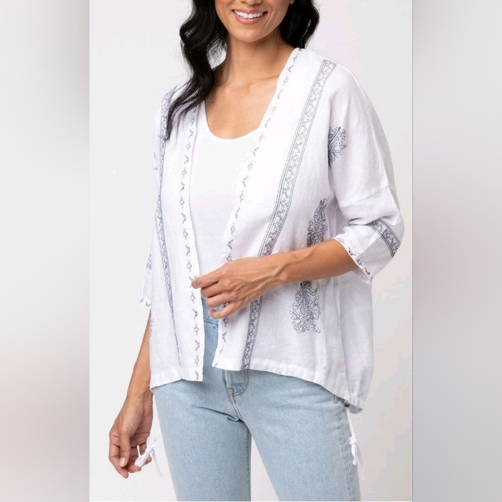 XCVI White Linen Kimono